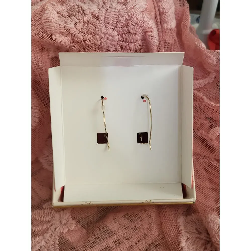 Betsey Johnson Dangle Stanley Tumbler Cup Orange Rhinestone Coffee Earrings NWOT - Picture 2 of 2